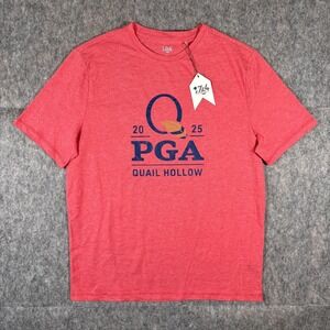 2025 PGA Tour Quail Hollow T-Shirt Men's Medium Red Short Sleeve Golf NWT $35